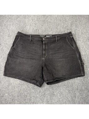 Torrid Shorts High Rise 7" Dad Short Plus Size 24 Classic Denim Black Stretch